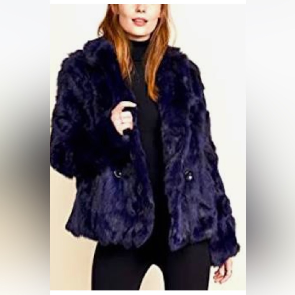 Fur Coat Adrienne Landau Rabbit Fur Peacoat Navy Real Fur Coat S Shopbop